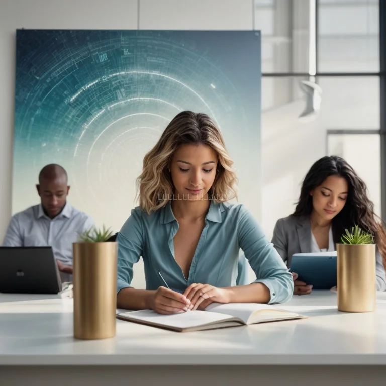 Happy learner meditating with digital notes